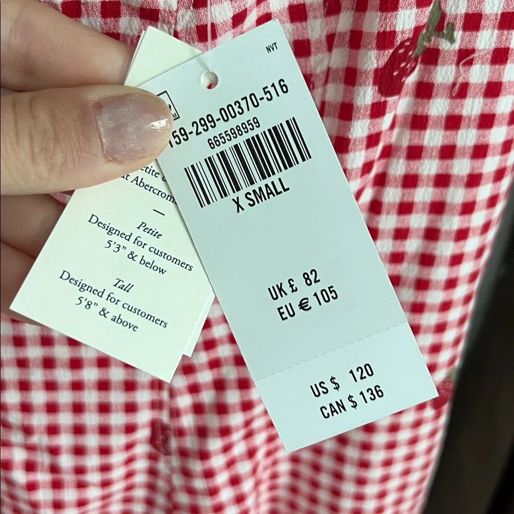 Abercrombie & Fitch Mila Midi Dress Red Gingham Size XS - Picture 7 of 8